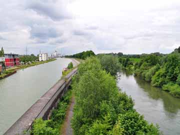 Lippe – Kanal und Lippe, Blick von der Eisenbahnbrücke