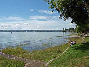 Bodensee (Obersee) – Freibad Horn, Blick Richtung Konstanzer Trichter