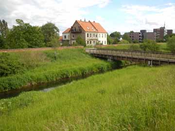 Düssel – Brückerbach, Holzbrücke Höhe Botanischer Garten
