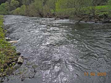 Fränkische Saale – Blick flussabwärts Richtung Wolfsmünster