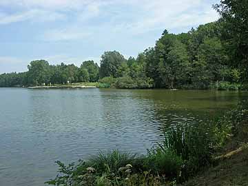 Stadtweiher – Blick vom Westufer Richtung Freibad