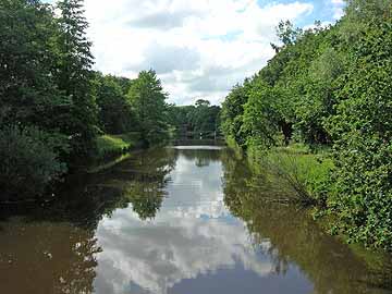 Goldfischdever – Blick von der Brücke der B70 Richtung Wehr