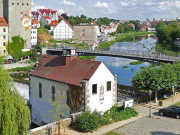 Neiße – Vierradenmühle und Altstadtbrücke in Görlitz