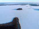 Kleine Müritz – Insel, Blick auf Rechlin, geschlossene Eisdecke und Schnee