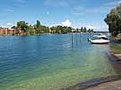 Rhein – Höhe Löhrystraße, Blick Richtung Fahrradbrücke