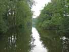 Schwentine (Preetz / Holst) – Fußgängerbrücke Höhe Kläranlage, Blick flussaufwärts